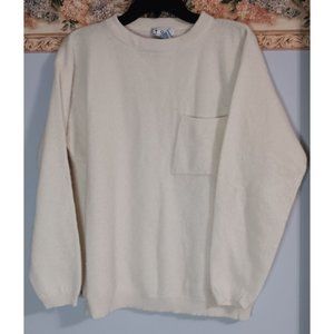 TOI Large Cream Lambs Wool Rabbit Hair Knit Vintage Classic Sweater